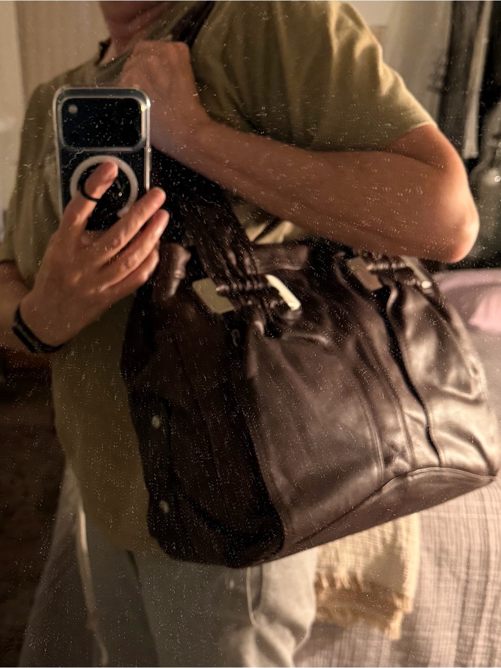 B Makowsky Brown Leather Handbag-EUC - Picture 13 of 13